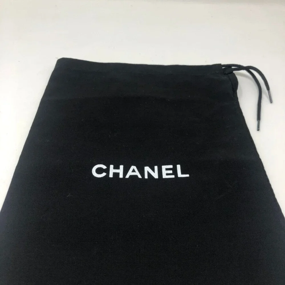 Authentic Chanel Dust Bag Black Logo‎ Storage Travel Handbag Shoe Belt 12.5x7.5